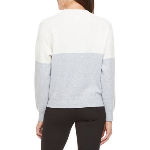 Stylus, Crew Neck Long Sleeve Pullover Sweater, Grey and Ivory, Size Small - Picture 4 of 8